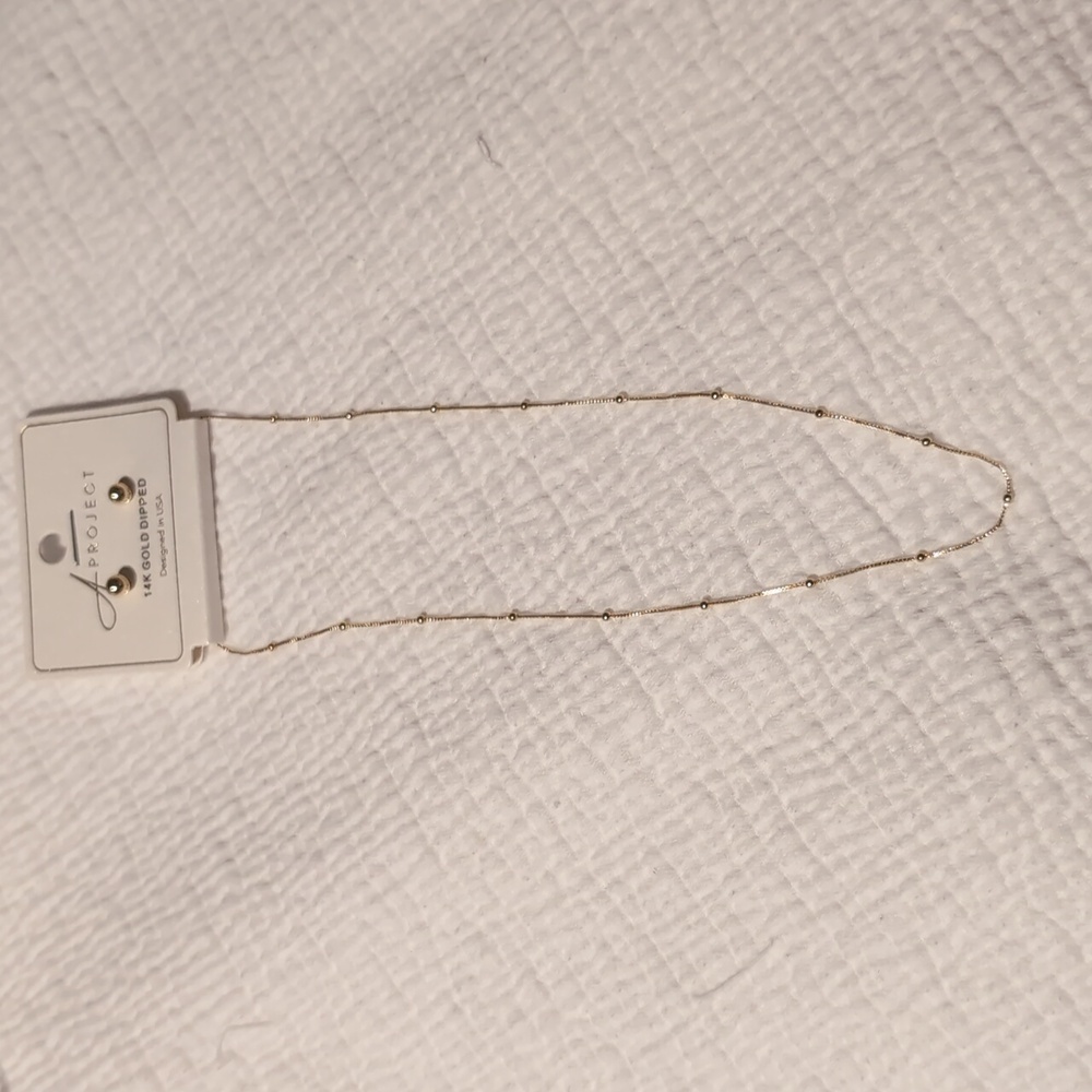 14k gold dipped necklace and earrings